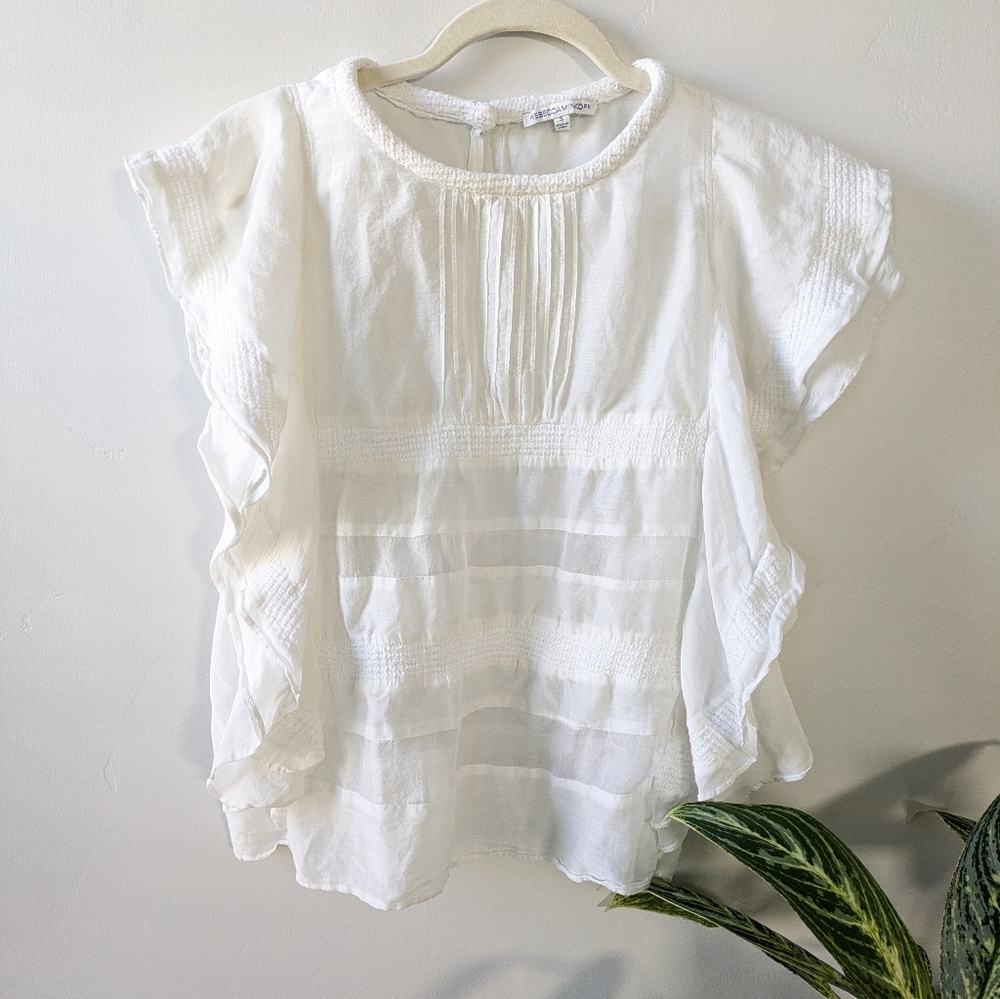 Rebecca Minkoff Cream Ruffle Blouse